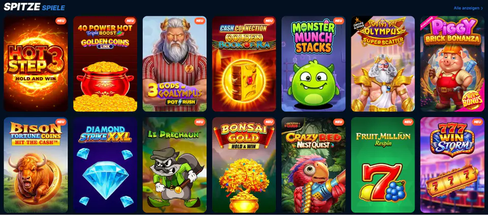Playzilla Casino Spielangebot mit Slots wie Hot Step 3, Monster Munch Stacks und Bonsai Gold