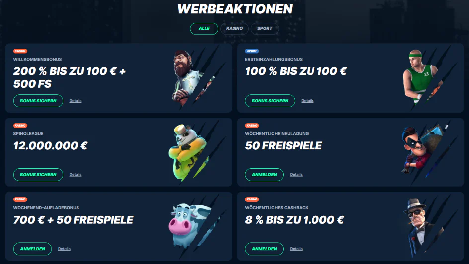 Playzilla Casino Werbeaktionen mit Willkommensbonus, Sportbonus, Freispielen und Cashback