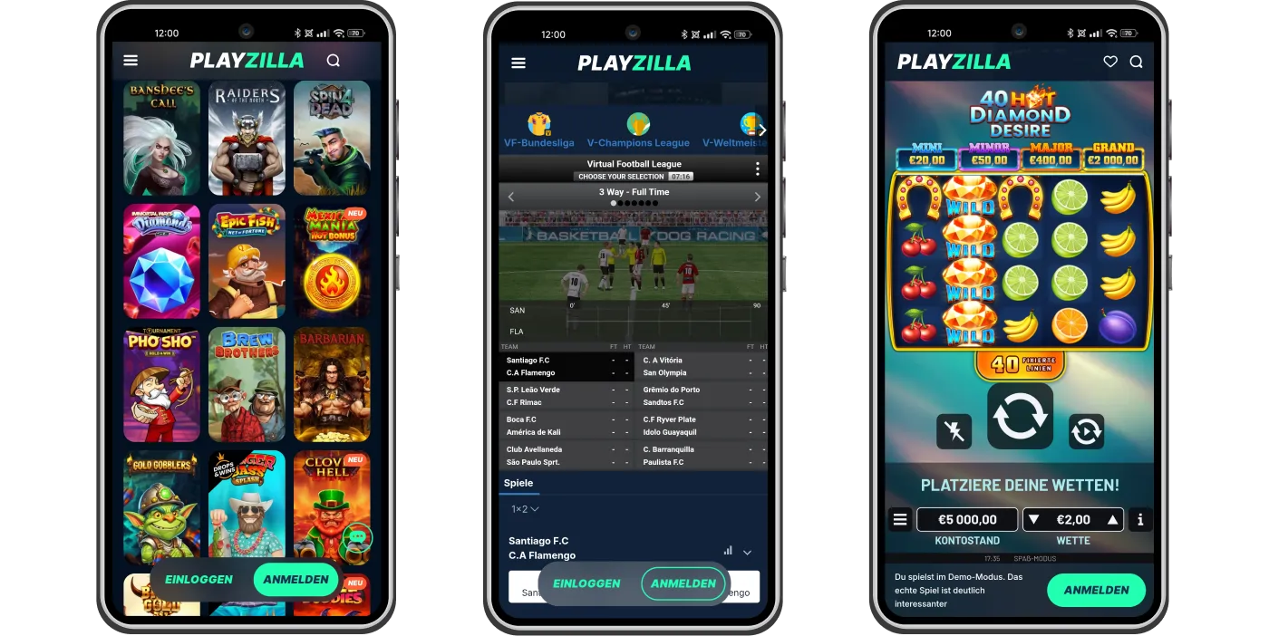 Mobile Version des Playzilla Casinos